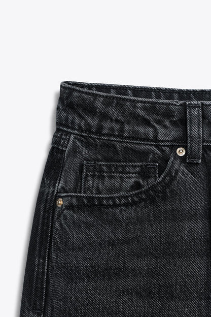 Vaqueros Negros de Pierna Ancha para Mujer